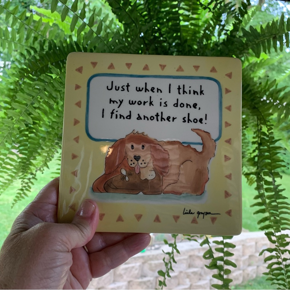 Cartoon Dog Hanging Picture Tile Linda Grayson Roman Inc 2004 Vintage